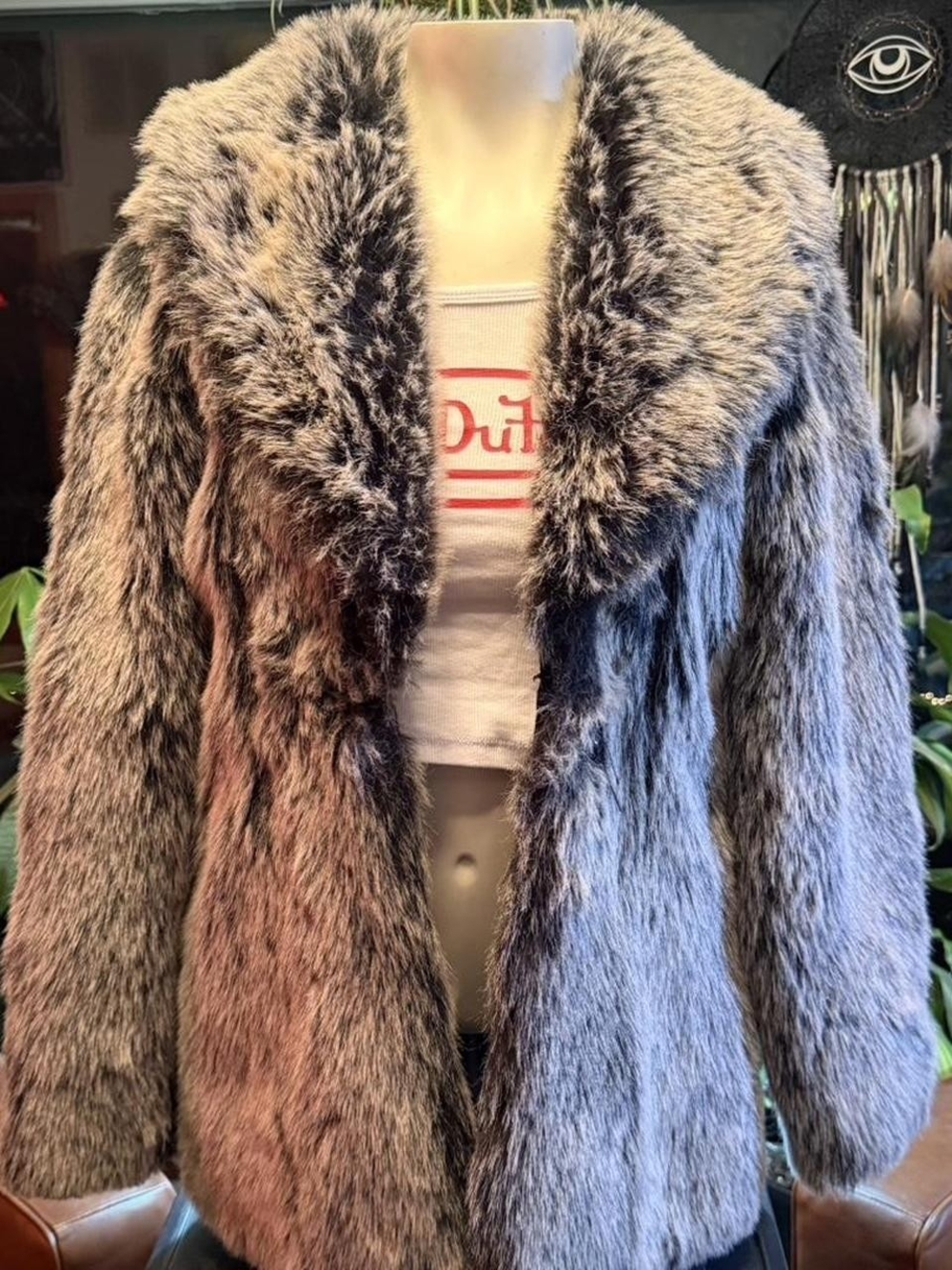 ☆ Hourglass Faux Fur Textured Coat - Gray/Brown Women's Jacket ☆